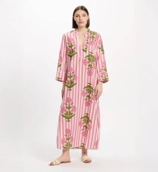 Vestido Charly – Vestido de manga larga, de algodón slub estampado, 100 % algodón – Miss June Paris - 2