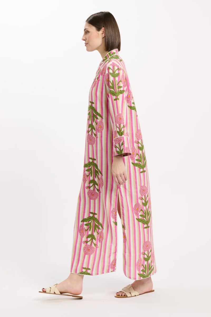 Dress Charly Long Sleeve Dress, 100% cotton slub printed - Miss June Paris - 5
