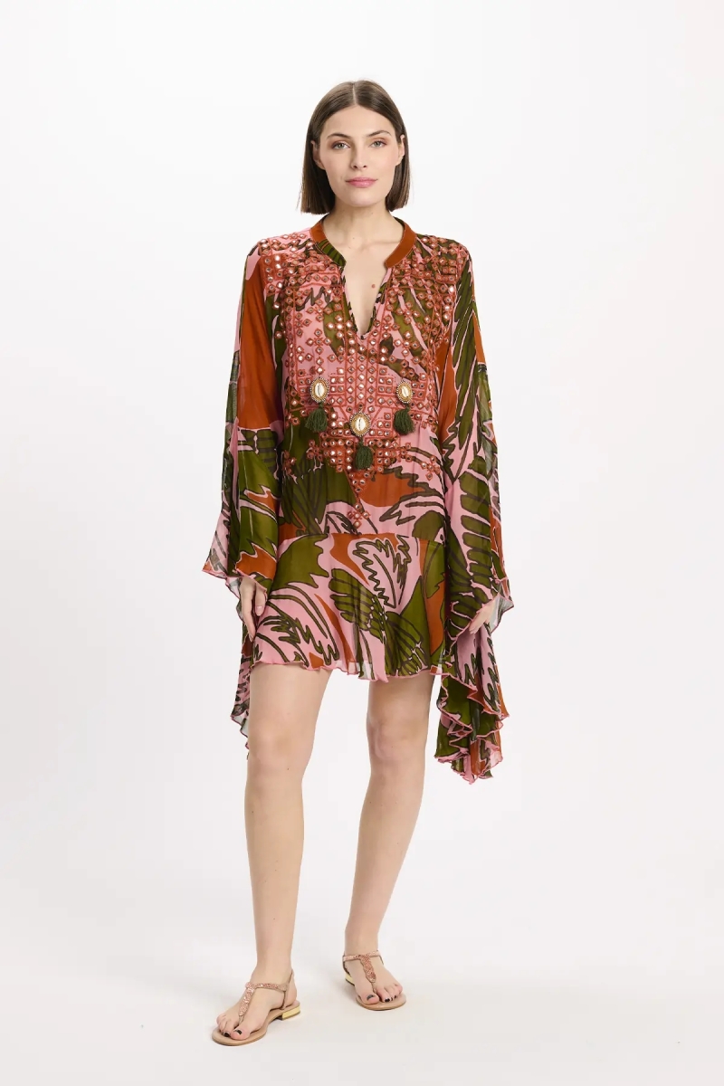 Miss June Paris — Anaya Short Kaftan Pink