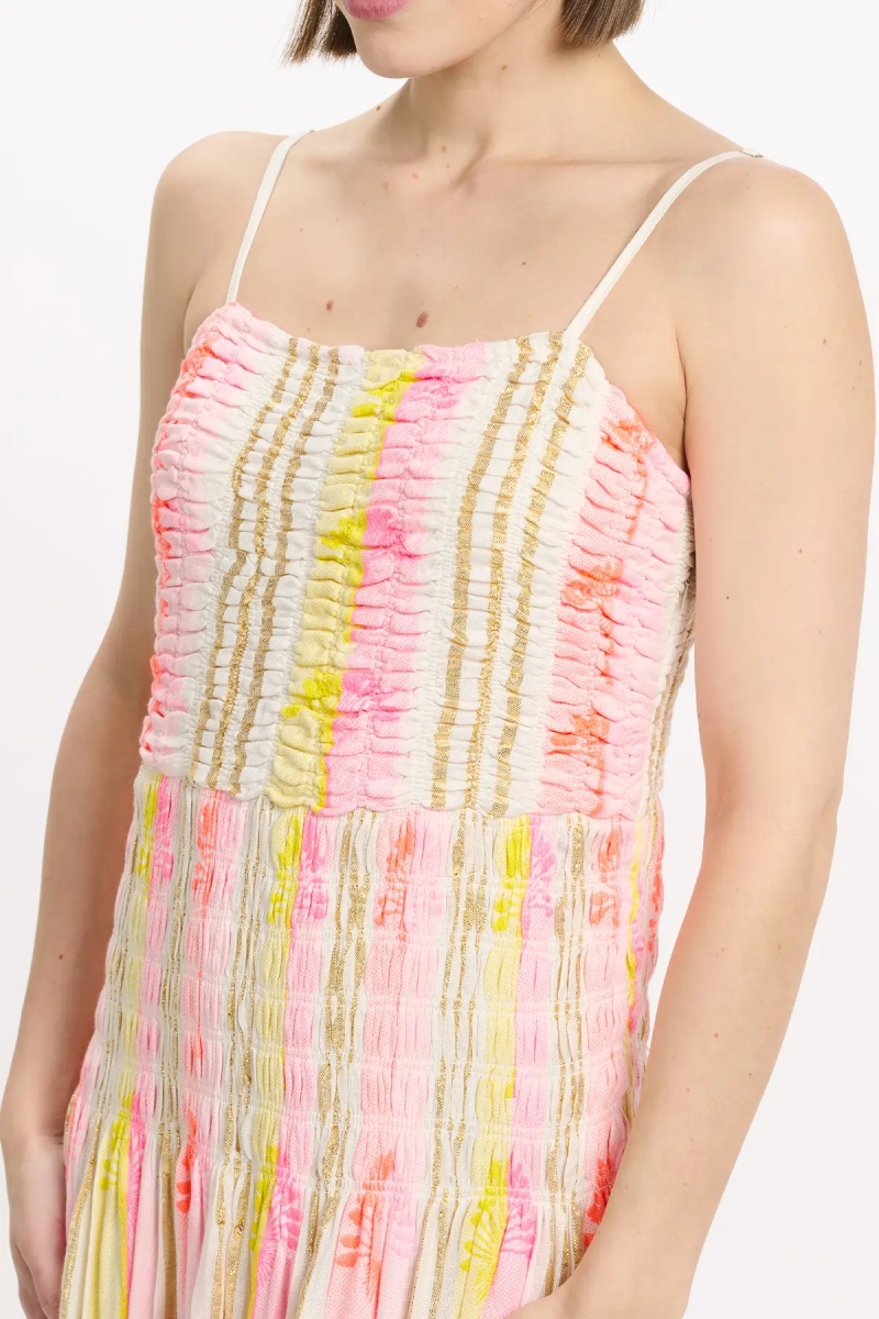 Dress Perla Long Dress With Thin Straps, 100% rayon printed with lurex - Miss June Paris - 3