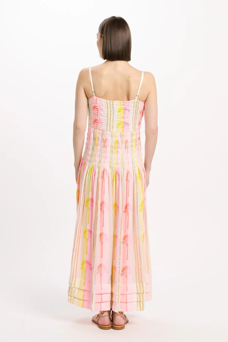 Dress Perla Long Dress With Thin Straps, 100% rayon printed with lurex - Miss June Paris - 4