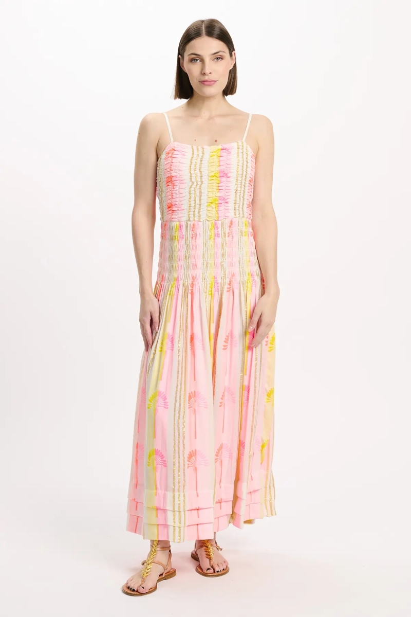 Dress Perla Long Dress With Thin Straps, 100% rayon printed with lurex - Miss June Paris - 2