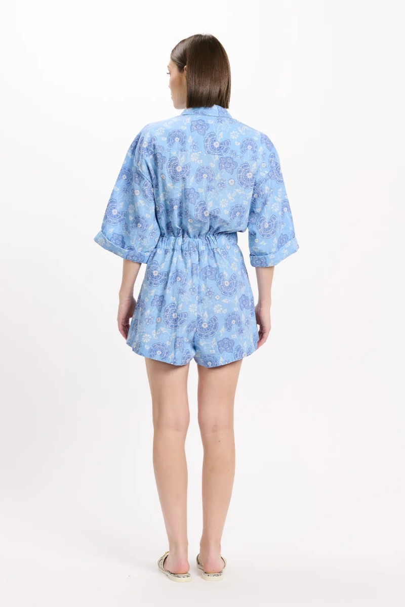 Romper Rada 3/4 Sleeve Romper with pockets, 100% cotton slub printed - Miss June Paris - 4