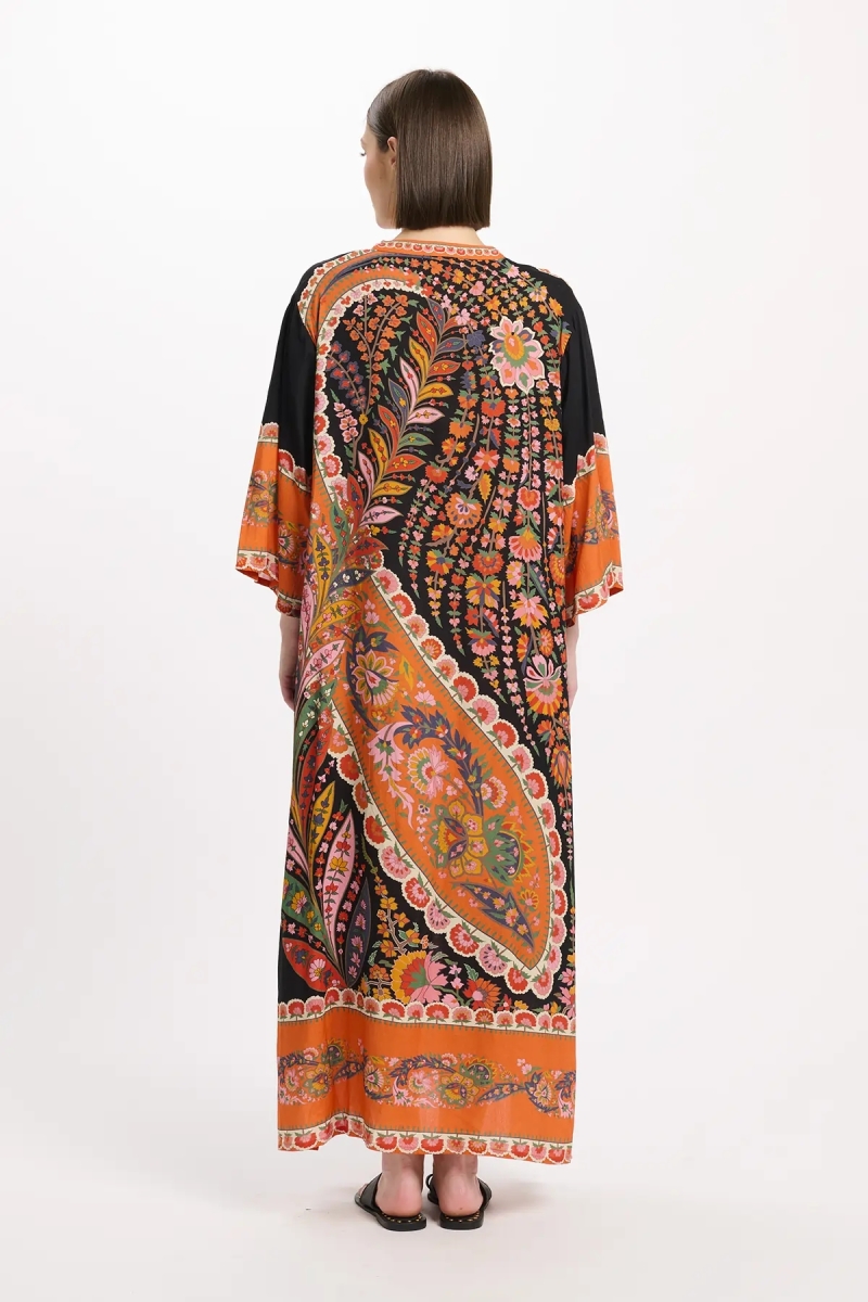 Dress Lior Long Dress With Long Sleeves, 100% rayon printed - Miss June Paris - 6