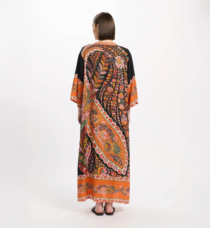 Vestido Lior – Vestido largo de manga larga, de rayón estampado, 100 % rayón – Miss June Paris - 6