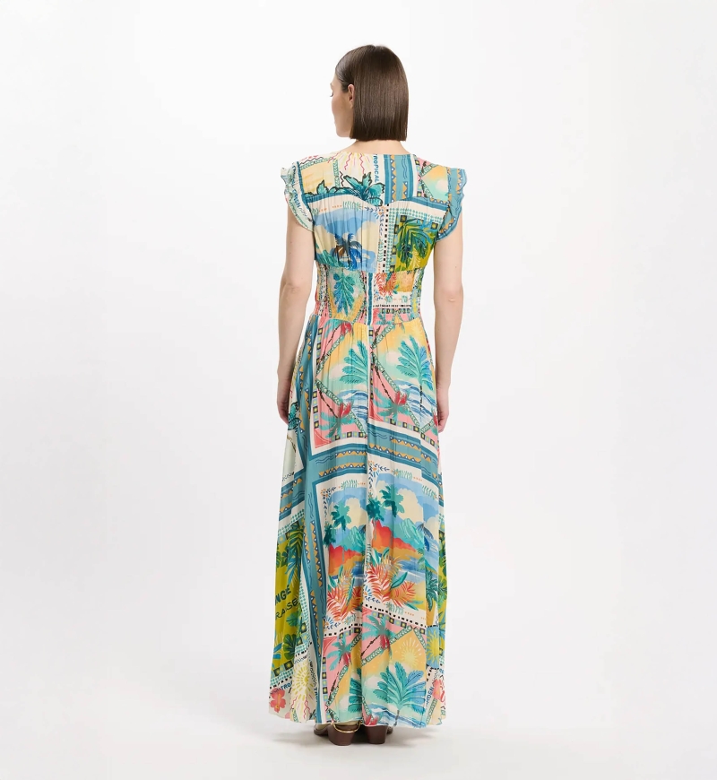 Robe Taly – Robe longue à manches courtes, en modal imprimé, 100 % modal – Miss June Paris - 4