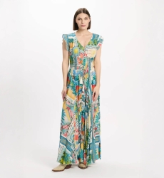 Robe Taly – Robe longue à manches courtes, en modal imprimé, 100 % modal – Miss June Paris - 2