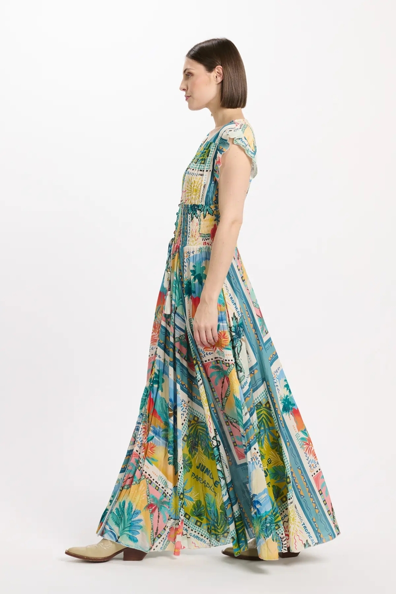 Robe Taly – Robe longue à manches courtes, en modal imprimé, 100 % modal – Miss June Paris - 5