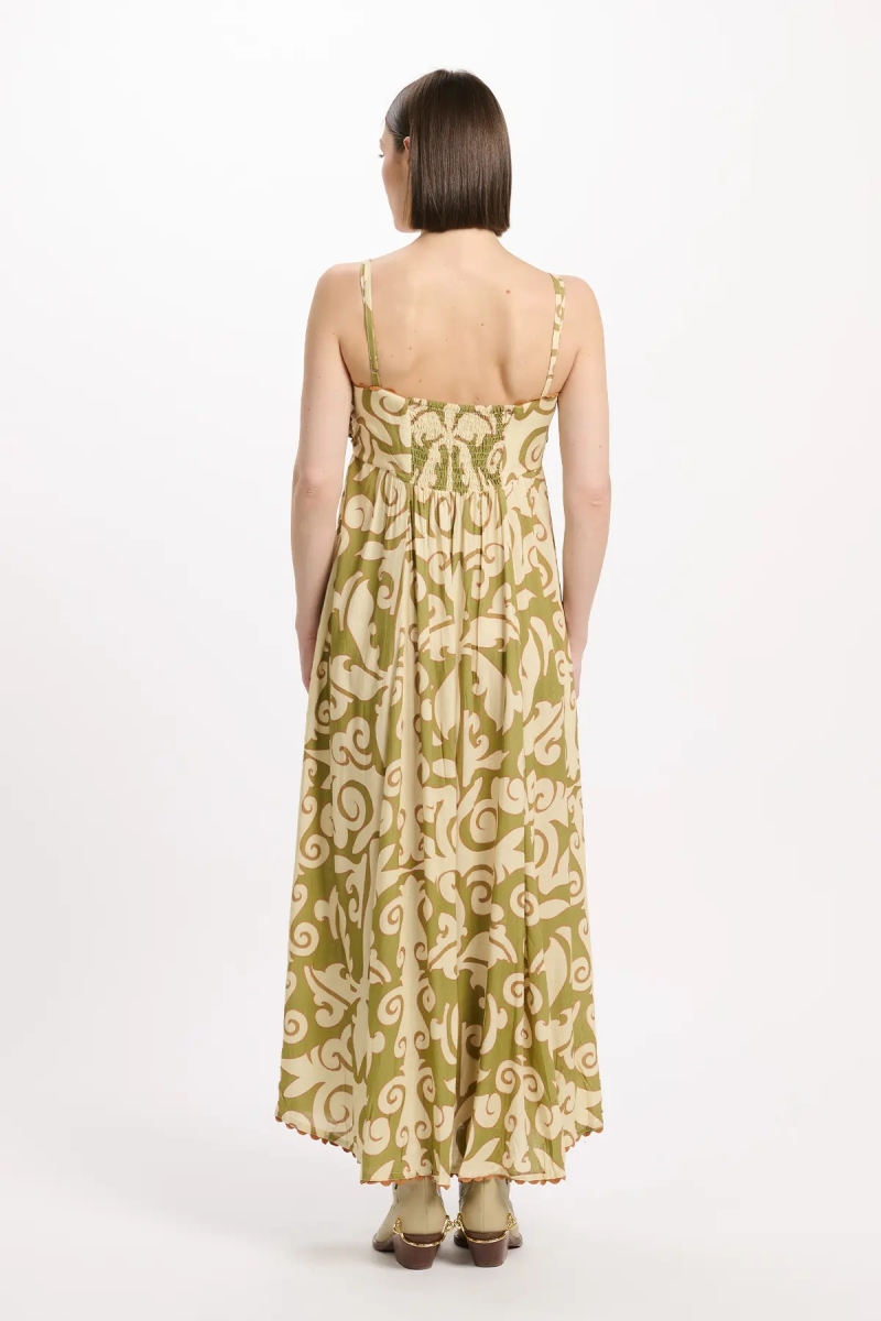 Dress Becky Thin Straps Long Dress with laces and pockets, 100% modal printed - Miss June Paris - 4