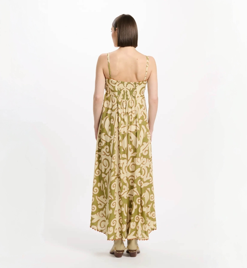 Dress Becky Thin Straps Long Dress with laces and pockets, 100% modal printed - Miss June Paris - 4