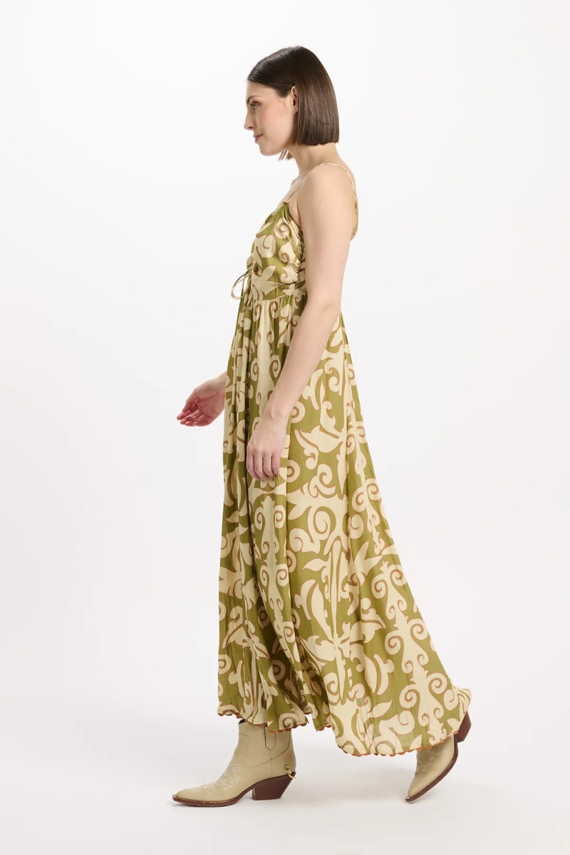 Dress Becky Thin Straps Long Dress with laces and pockets, 100% modal printed - Miss June Paris - 5