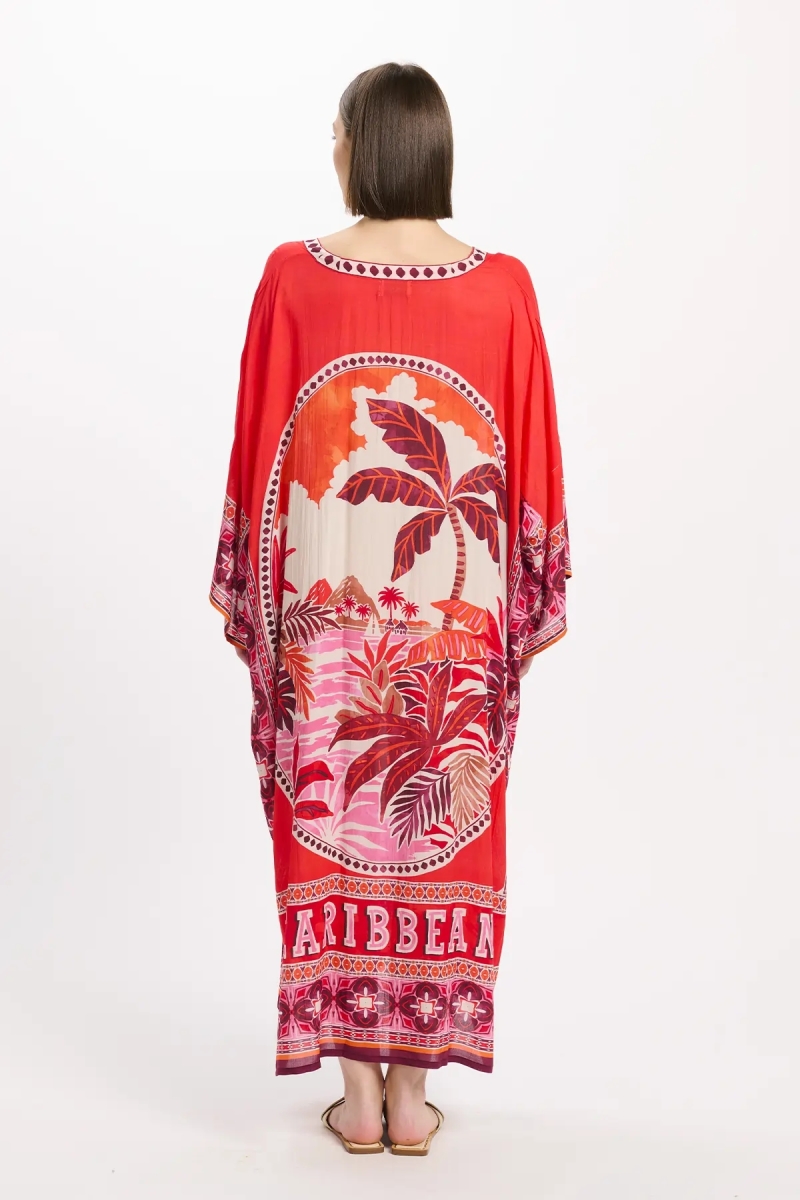 Miss June Paris — Keira Long Kaftan Red