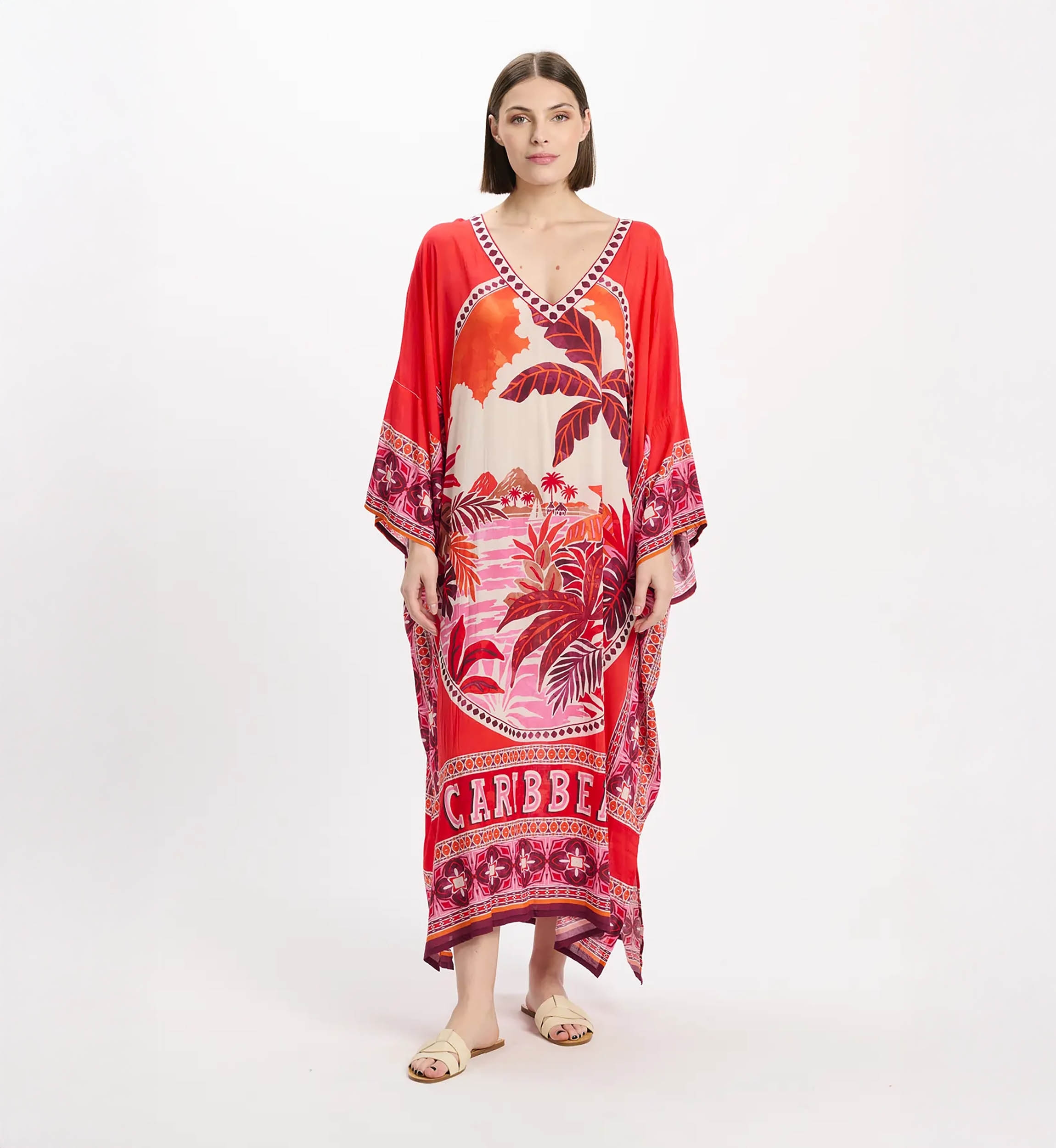 Miss June Paris — Keira Long Kaftan Red
