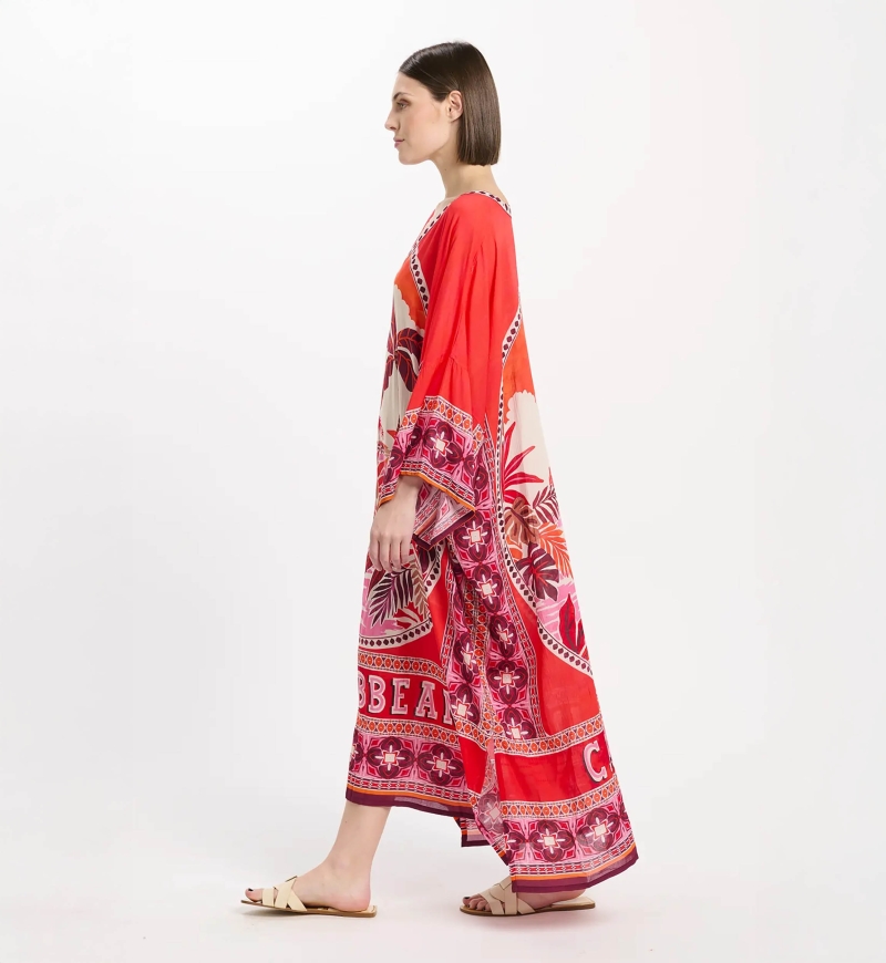 Miss June Paris — Keira Long Kaftan Red