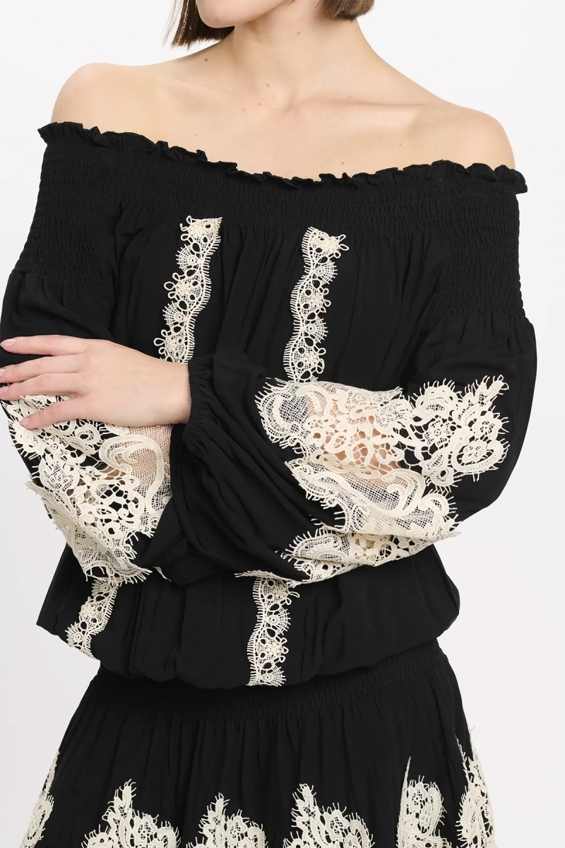 Robe Laurel – Robe courte épaules dénudées avec lacets, 100 % modal – Miss June Paris - 6