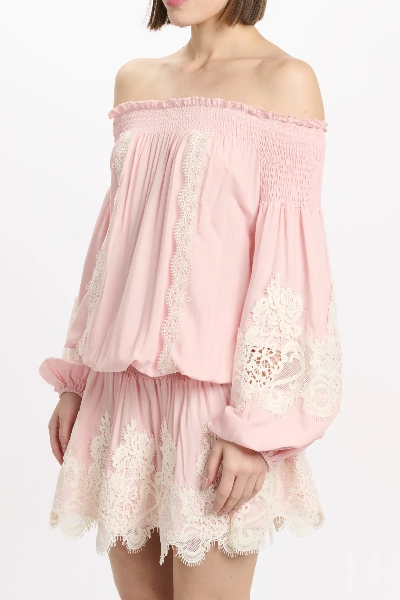 Vestido Laurel – Vestido corto con hombros descubiertos y cordones, 100 % modal – Miss June Paris - 8