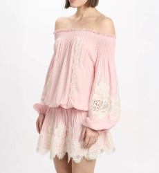 Dress Laurel Short Dress W/off The Shoulder with laces, 100% modal - Miss June Paris - 8