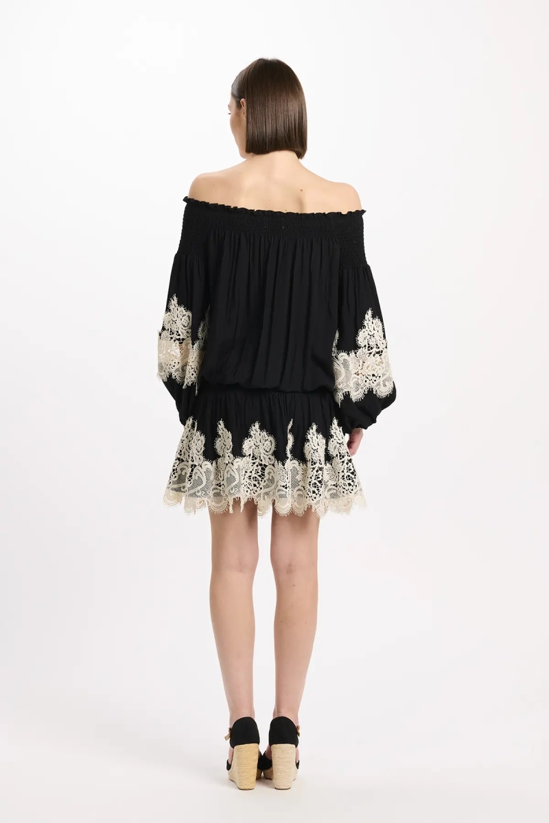 Dress Laurel Short Dress W/off The Shoulder with laces, 100% modal - Miss June Paris - 5