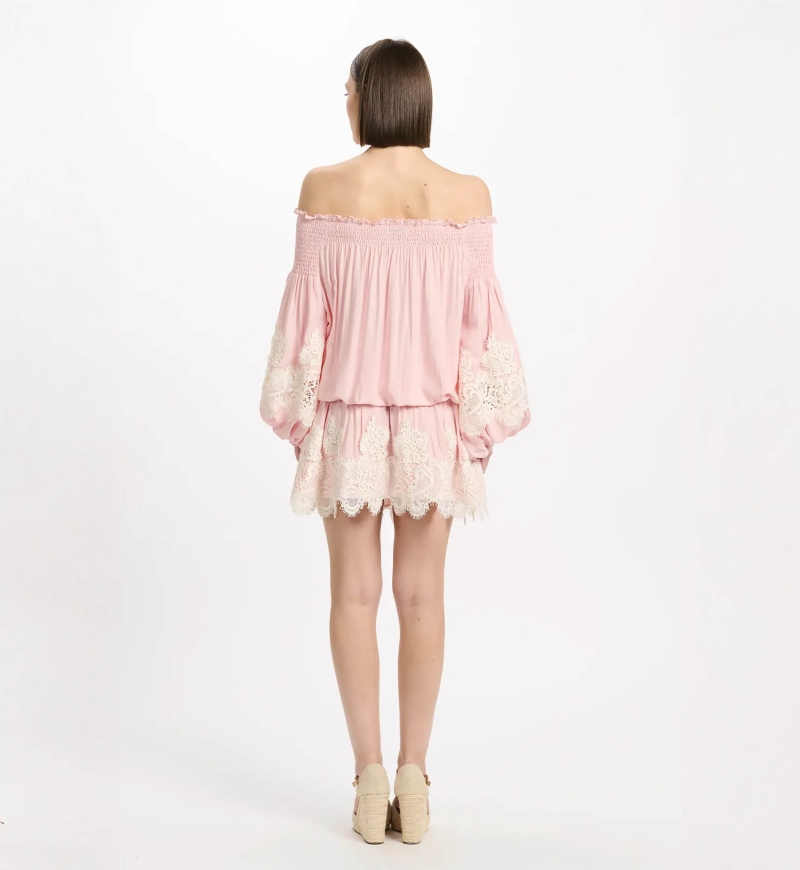 Robe Laurel – Robe courte épaules dénudées avec lacets, 100 % modal – Miss June Paris - 9