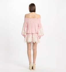 Dress Laurel Short Dress W/off The Shoulder with laces, 100% modal - Miss June Paris - 9