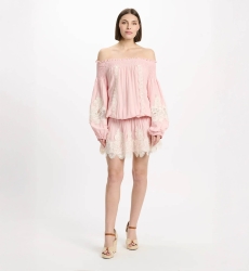 Dress Laurel Short Dress W/off The Shoulder with laces, 100% modal - Miss June Paris - 7