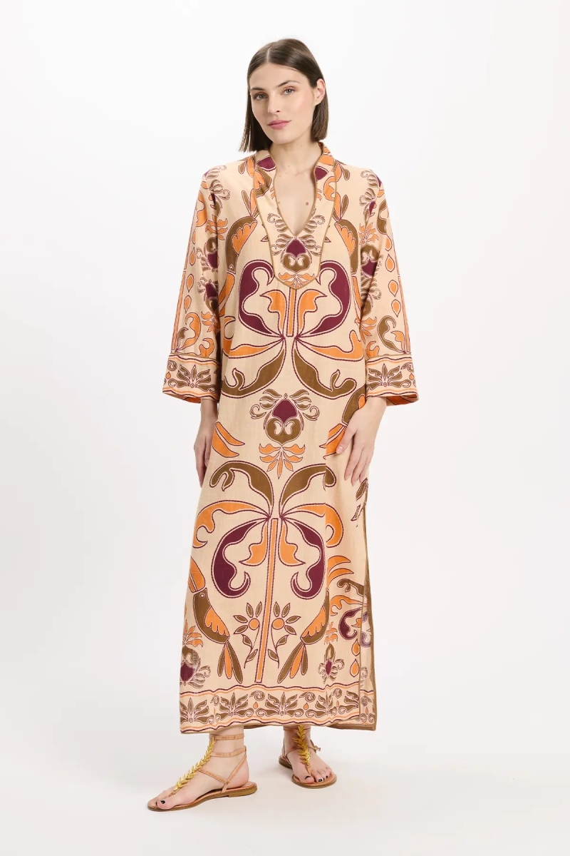 Robe Cruise – Robe longue à manches longues, en coton slub imprimé, 100 % coton – Miss June Paris - 2