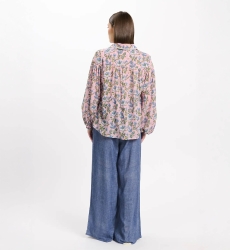 Shirt Azalee Long Sleeves, 100% cotton printed with laces - Miss June Paris - 4