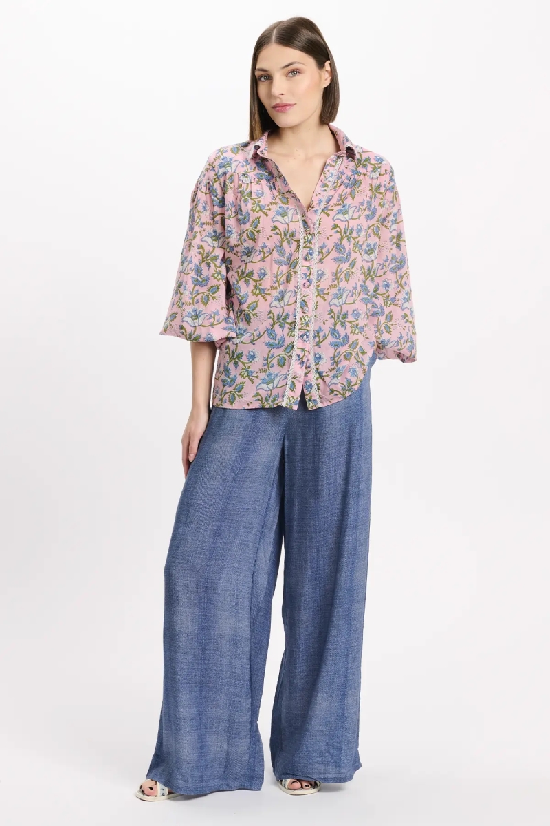 Chemise Azalee – Chemise à manches longues, en coton imprimé avec lacets, 100 % coton – Miss June Paris - 2