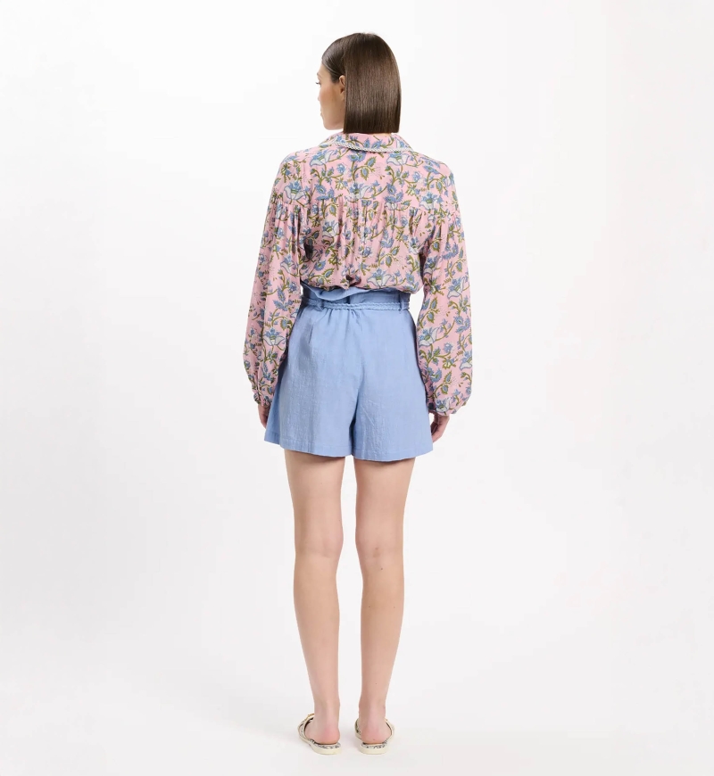 Short Luciana Shorts With Pockets And Belt, 100% cotton - Miss June Paris - 4