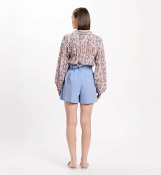 Short Luciana Shorts With Pockets And Belt, 100% cotton - Miss June Paris - 4