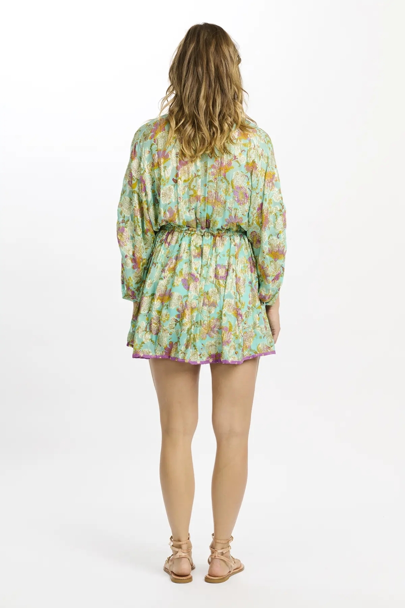 Dress Taylor Short Dress with adjustable Sleeves, 100% rayon with lurex and matching inner - Miss June Paris