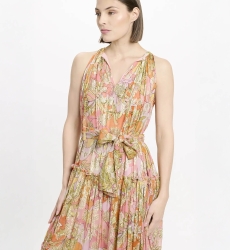 Brooke dress – Long pink dress in rayon lurex with matching belt and lining, 100% rayon – Miss June Paris