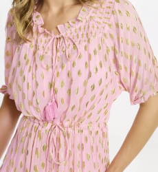 Robe Betina – Robe longue à manches 3/4 avec doublure, en rayonne avec lurex, 100 % rayonne – Miss June Paris - 8