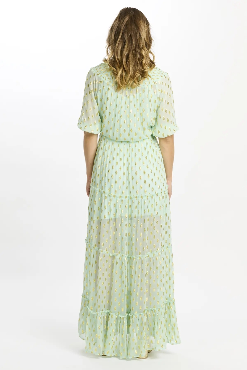Robe Betina – Robe longue à manches 3/4 avec doublure, en rayonne avec lurex, 100 % rayonne – Miss June Paris - 9