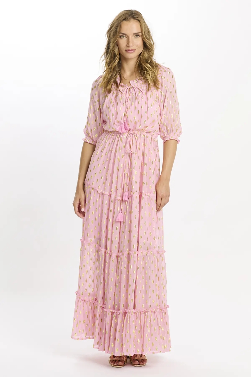 Dress Betina Long Dress With 3/4 Sleeves with inner, 100% rayon lurex -  Miss June Paris - 5
