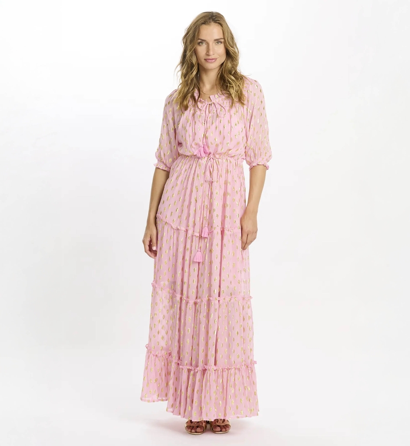 Dress Betina Long Dress With 3/4 Sleeves with inner, 100% rayon lurex -  Miss June Paris - 5