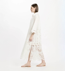 Vestido Adria – Vestido largo de manga larga con forro, de algodón con bordados y cordones, 100 % algodón – Miss June Paris - 8