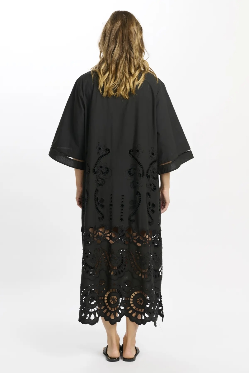 Vestido Adria – Vestido largo de manga larga con forro, de algodón con bordados y cordones, 100 % algodón – Miss June Paris - 10