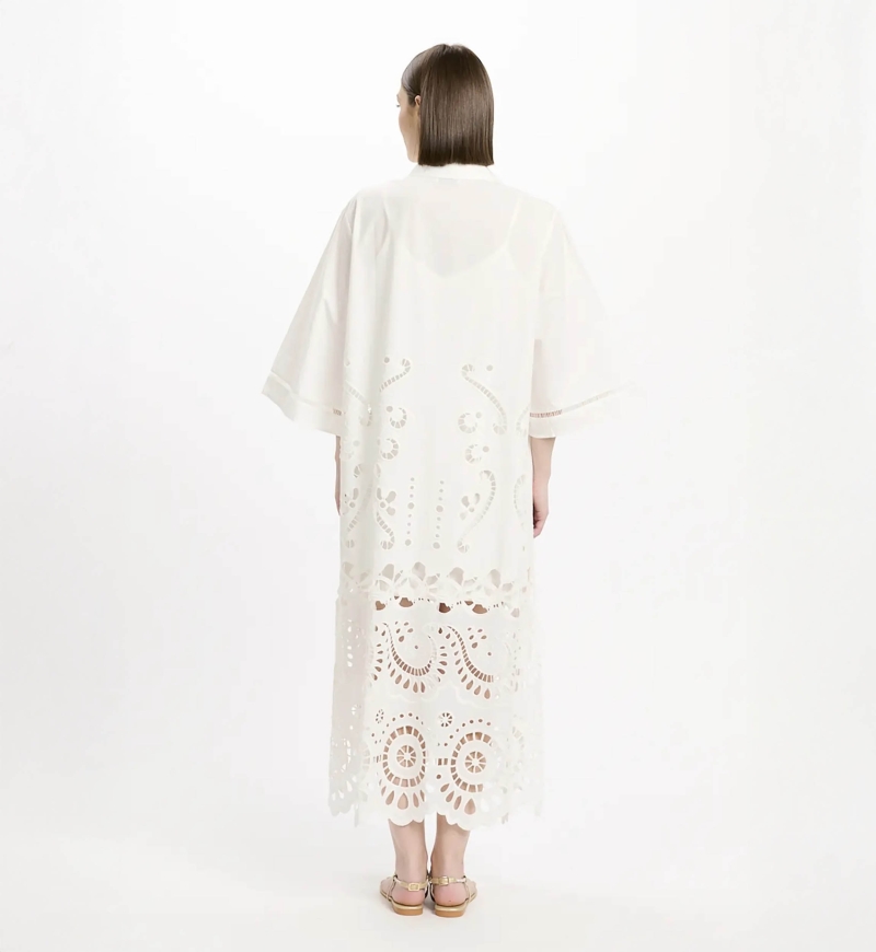 Robe Adria – Robe longue à manches longues avec doublure, en coton avec broderies et lacets, 100 % coton – Miss June Paris - 11