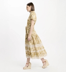 Vestido Brita – Vestido midi con mangas cortas y cinturón a juego, de algodón con cordones, 100 % algodón – Miss June Paris - 4