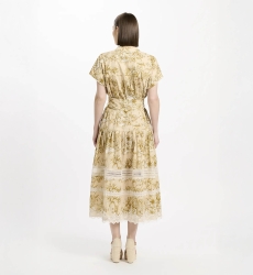 Robe Brita – Robe midi à manches courtes avec ceinture assortie, en coton avec lacets, 100 % coton – Miss June Paris - 5