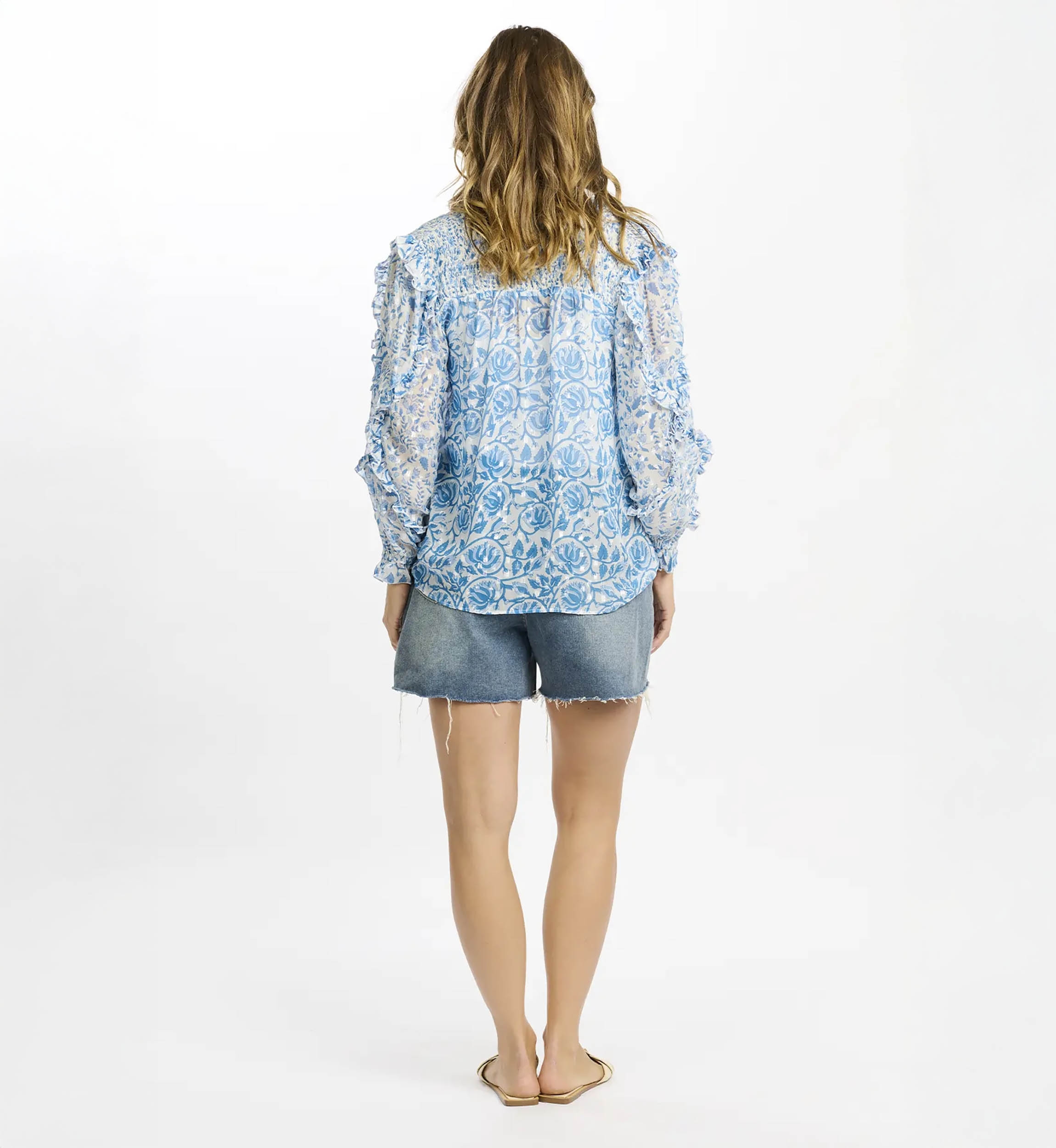 Blouse Cosmo Long Sleeves Blouse with inner, 100% rayon with lurex and tassels – Miss June Paris - 4