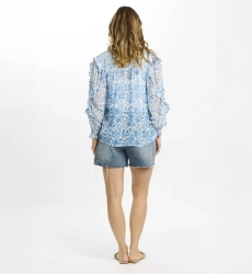 Blouse Cosmo – Blouse à manches longues avec doublure, en rayonne avec lurex et pompons, 100 % rayonne – Miss June Paris - 4