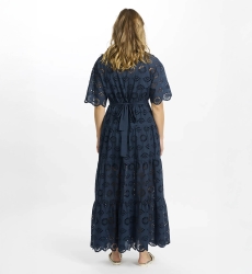 Robe Apoline – Robe longue à manches courtes avec ceinture, en coton avec lacets, 100 % coton – Miss June Paris - 6