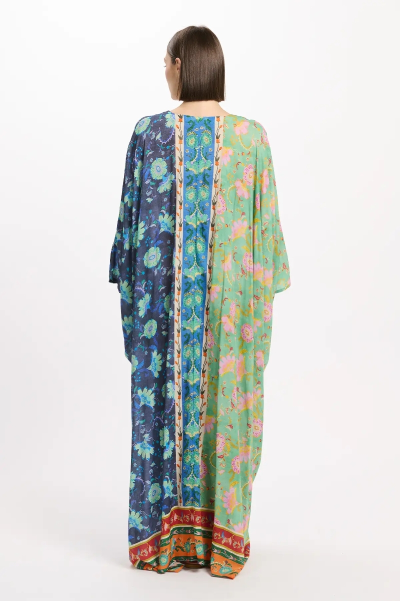 Dress Bahya Thin Straps Long, 100 % modal printed with embroidery and belt inside – Miss June Paris - 4