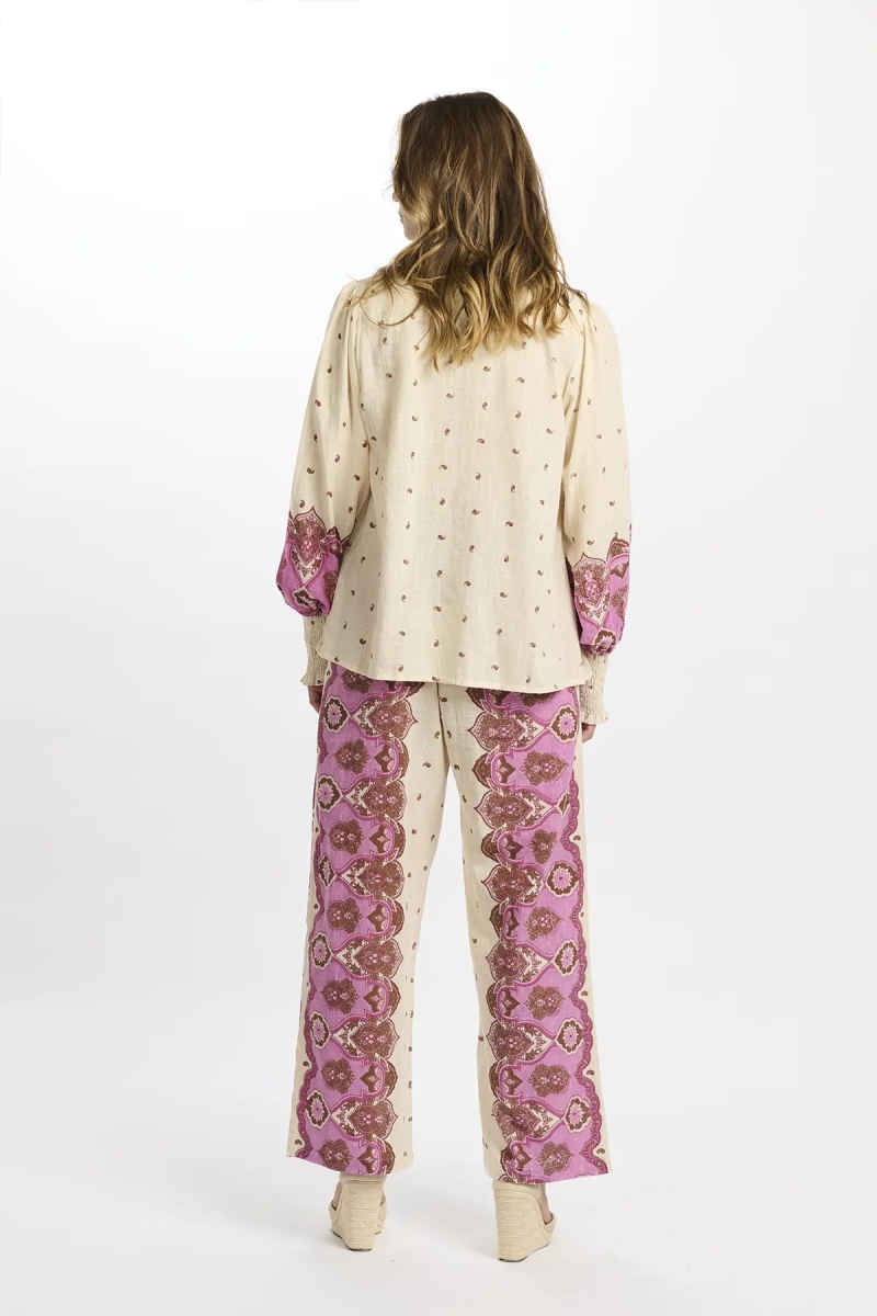 Pantalón Tais – Pantalón con bolsillos, de algodón slub estampado, 100 % algodón – Miss June Paris - 10