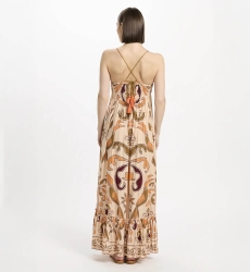 Robe Quennie – Robe longue à fines bretelles, en modal imprimé avec crochet en coton, 100 % modal – Miss June Paris - 4