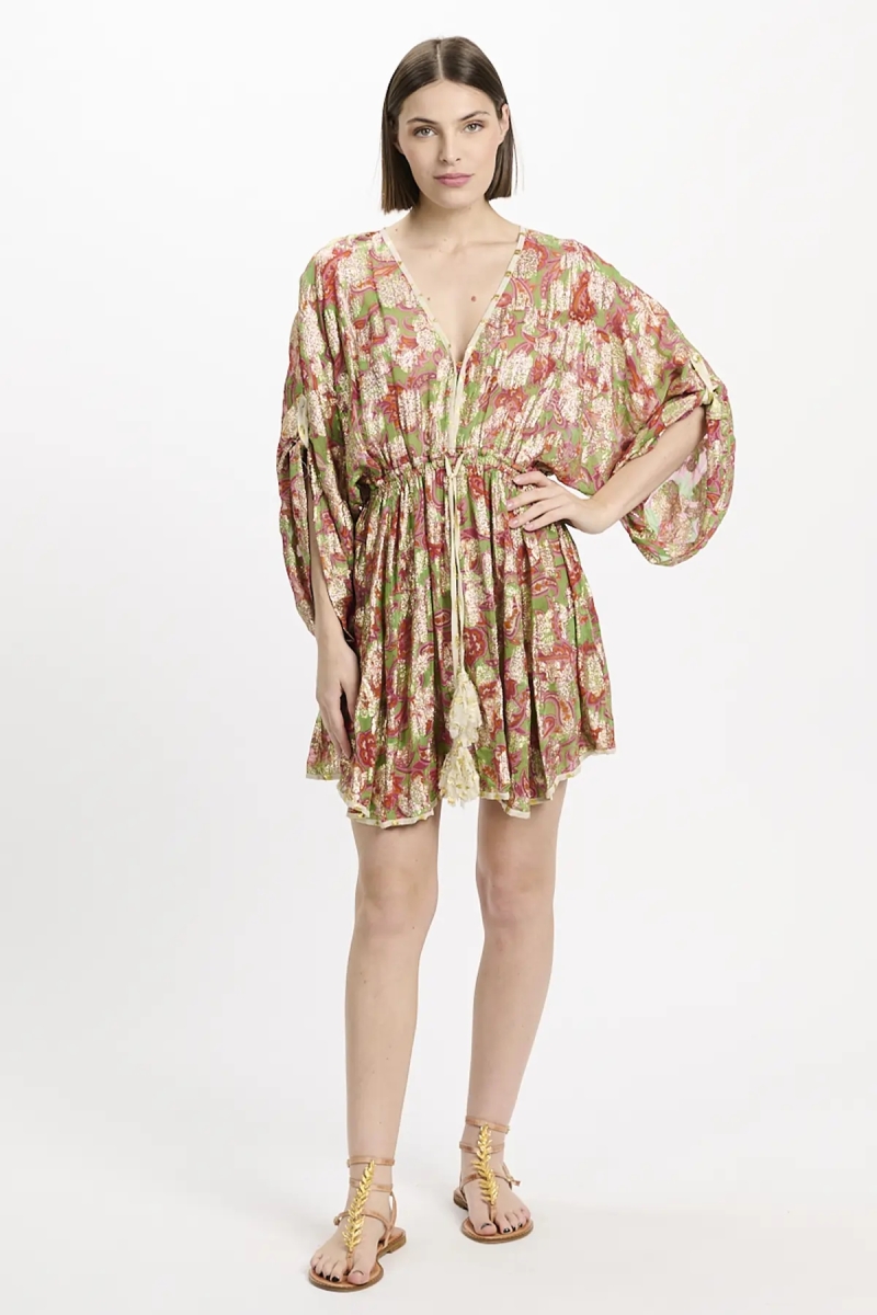 Robe Opal – Robe courte avec manches ajustables et doublure assortie, en modal avec lurex, 100 % modal – Miss June Paris - 2