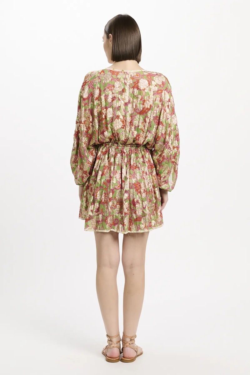 Dress Opal Short Dress with adjustable Sleeves and matching inner, 100% modal with lurex - Miss June Paris - 5