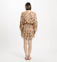 Robe Opal – Robe courte avec manches ajustables et doublure assortie, en modal avec lurex, 100 % modal – Miss June Paris - 5